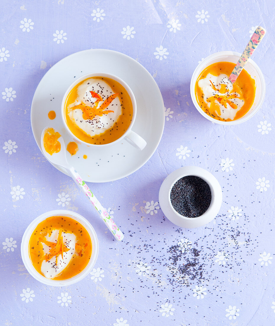Sweet pumpkin soup with poppy seeds
