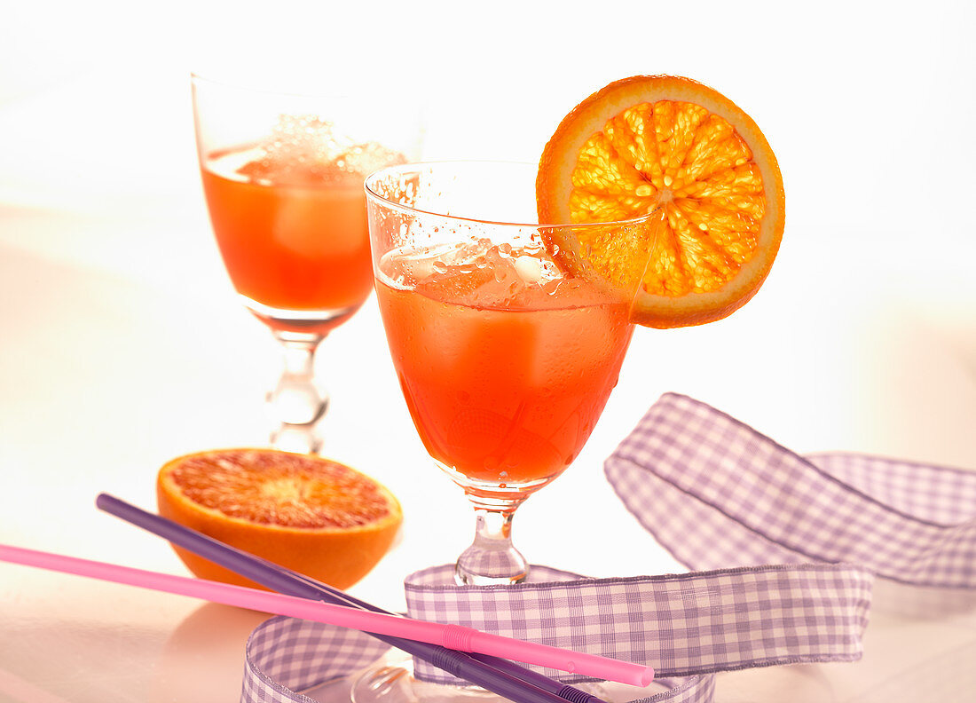 Alcohol-free cocktails made with blood orange juice