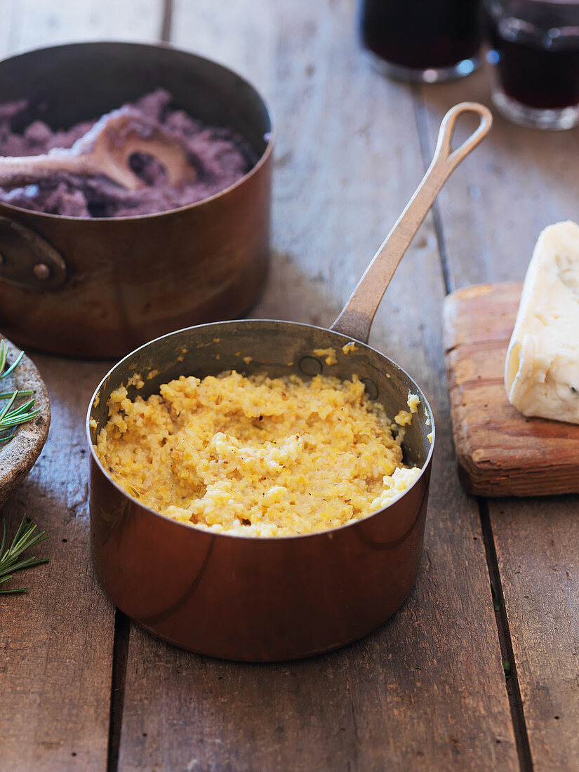 Polenta in a saucepan