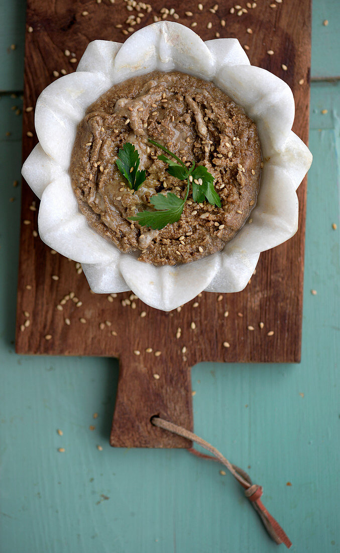 Tahini paste made of crusched seame seeds