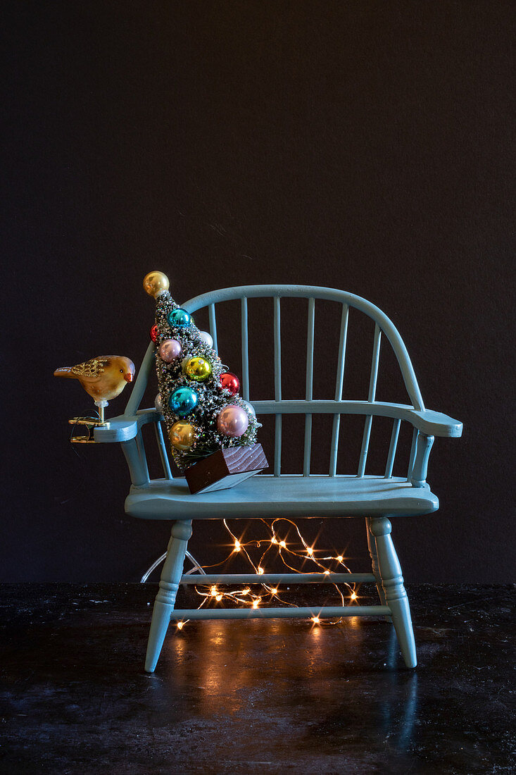 Christmas tree on chair