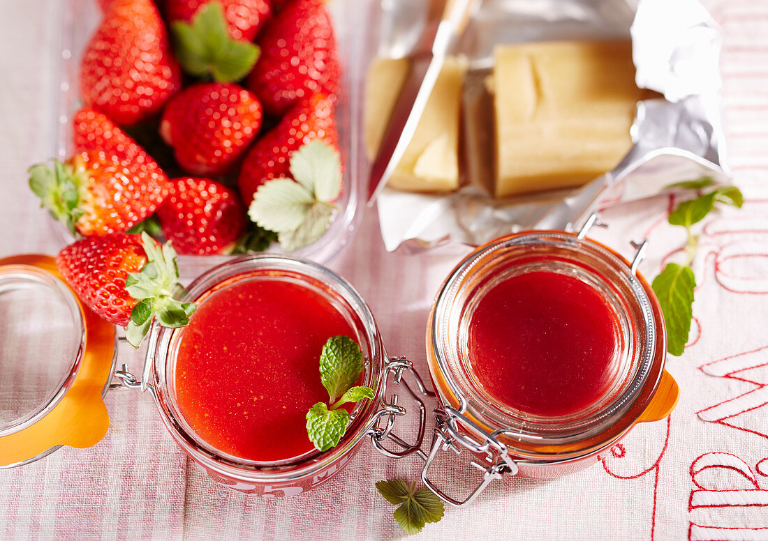 Strawberry and marzipan jam