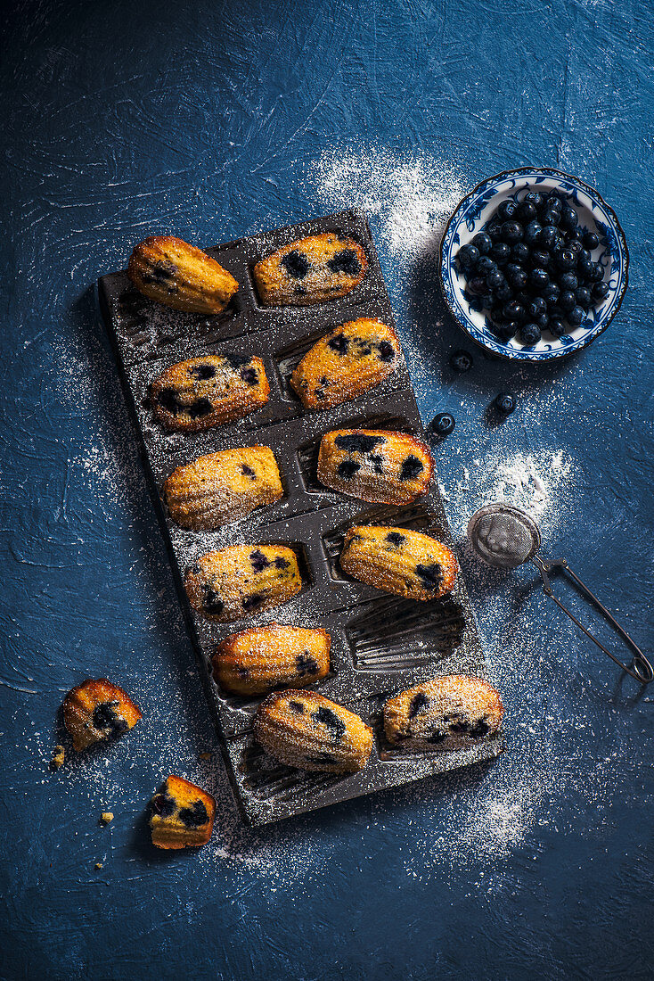 Madeleines mit Blaubeeren