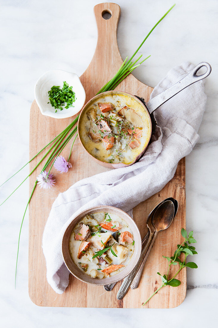 Seafood chowder with chives