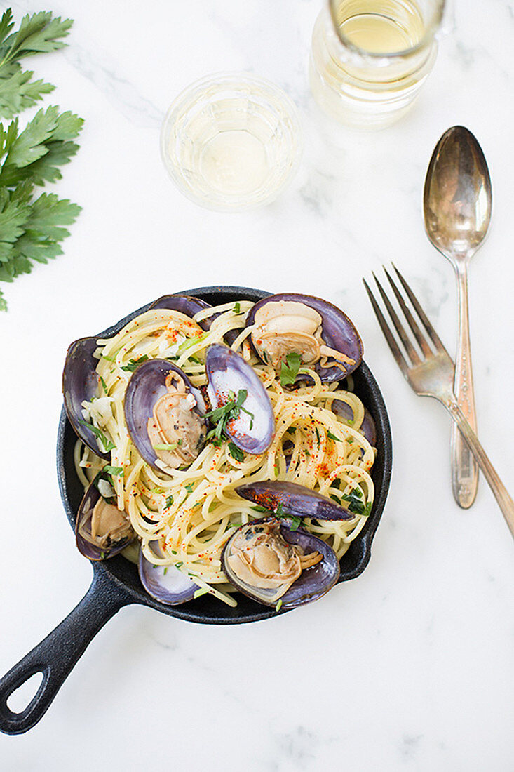 Spaghetti with mussels