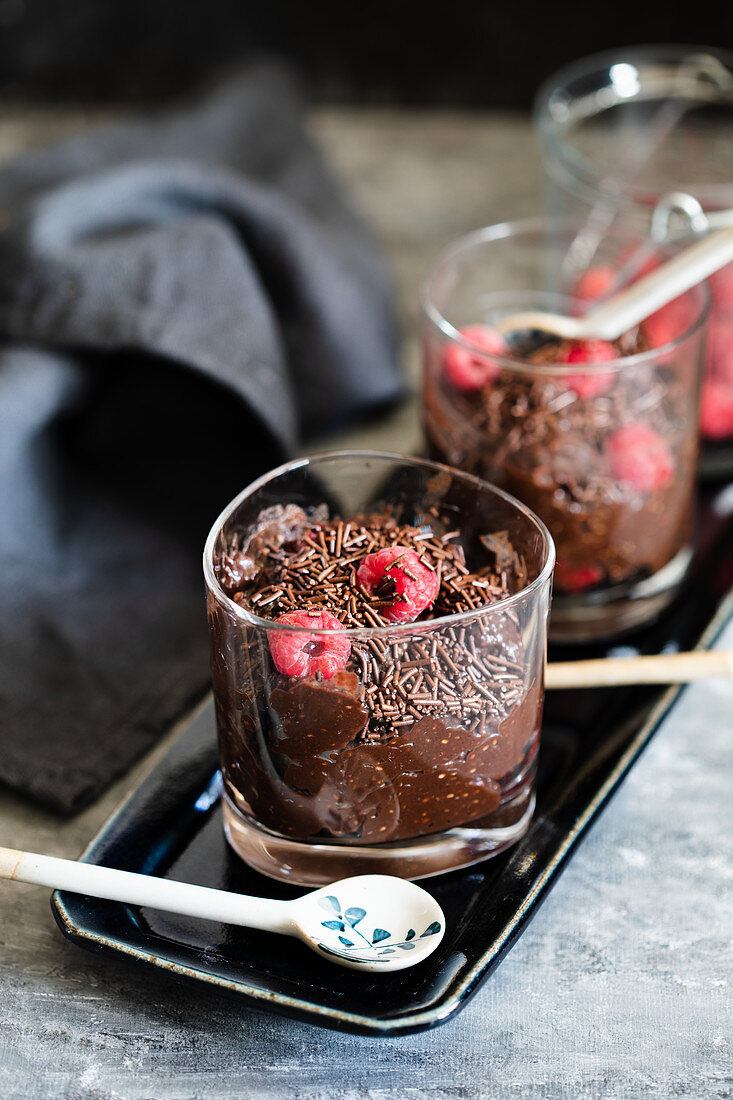 Chocolate date and chia mousse