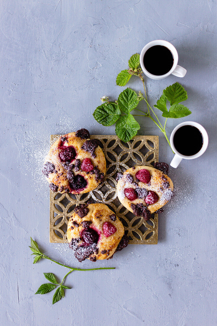 Blackberry pastries and coffee
