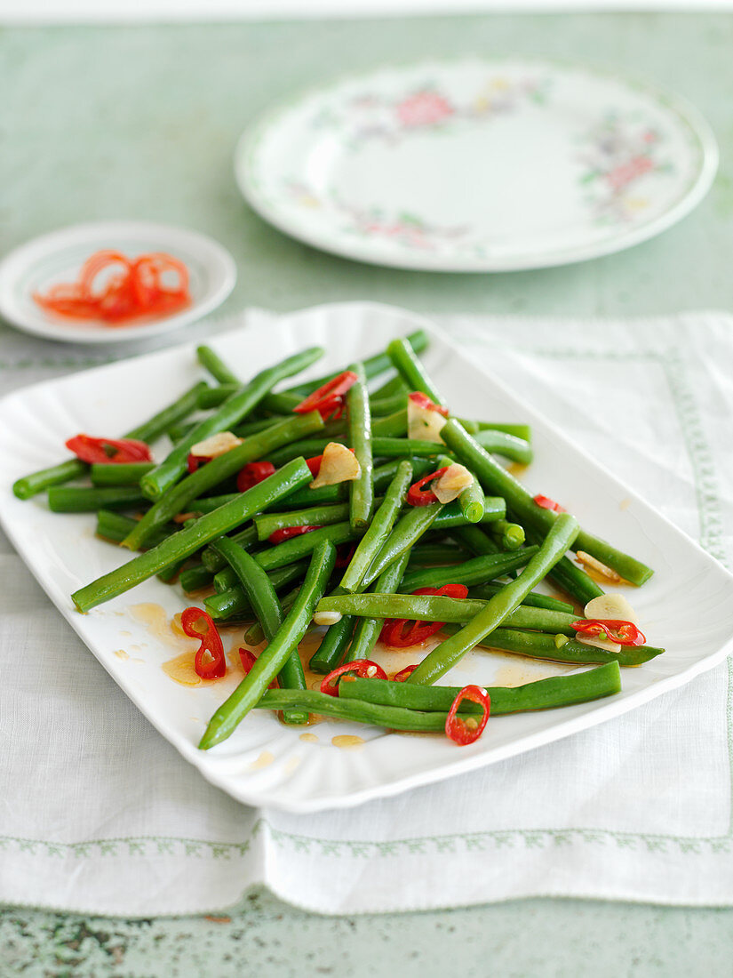 String Beans with Garlic and Chilli