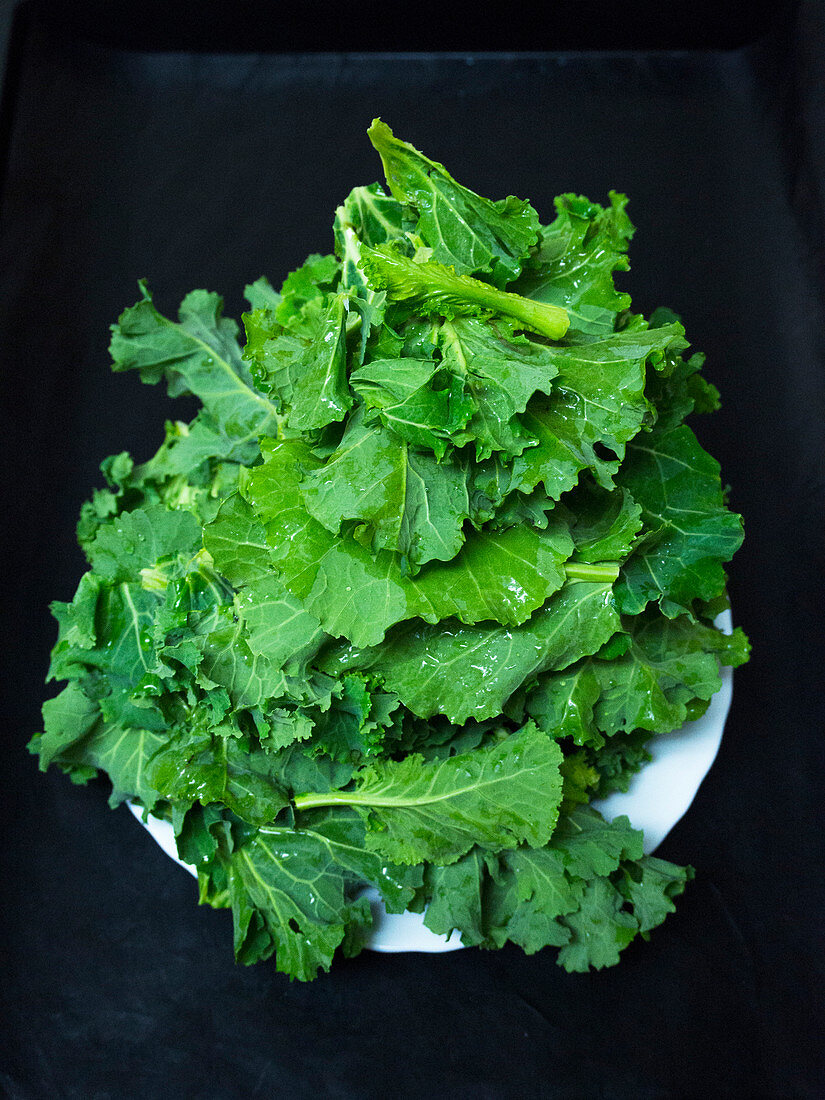 Fresh kale leaves in a bowl