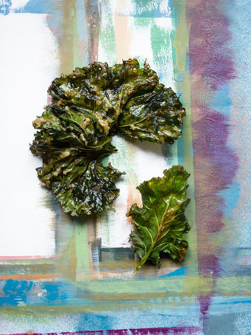 Dried kale leaves