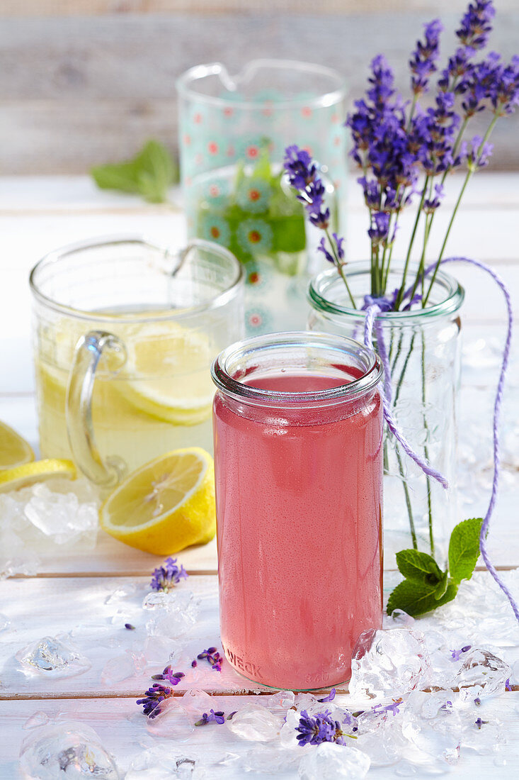 Lemonade from the USA, mint lemonade and lavender lemonade from Provence