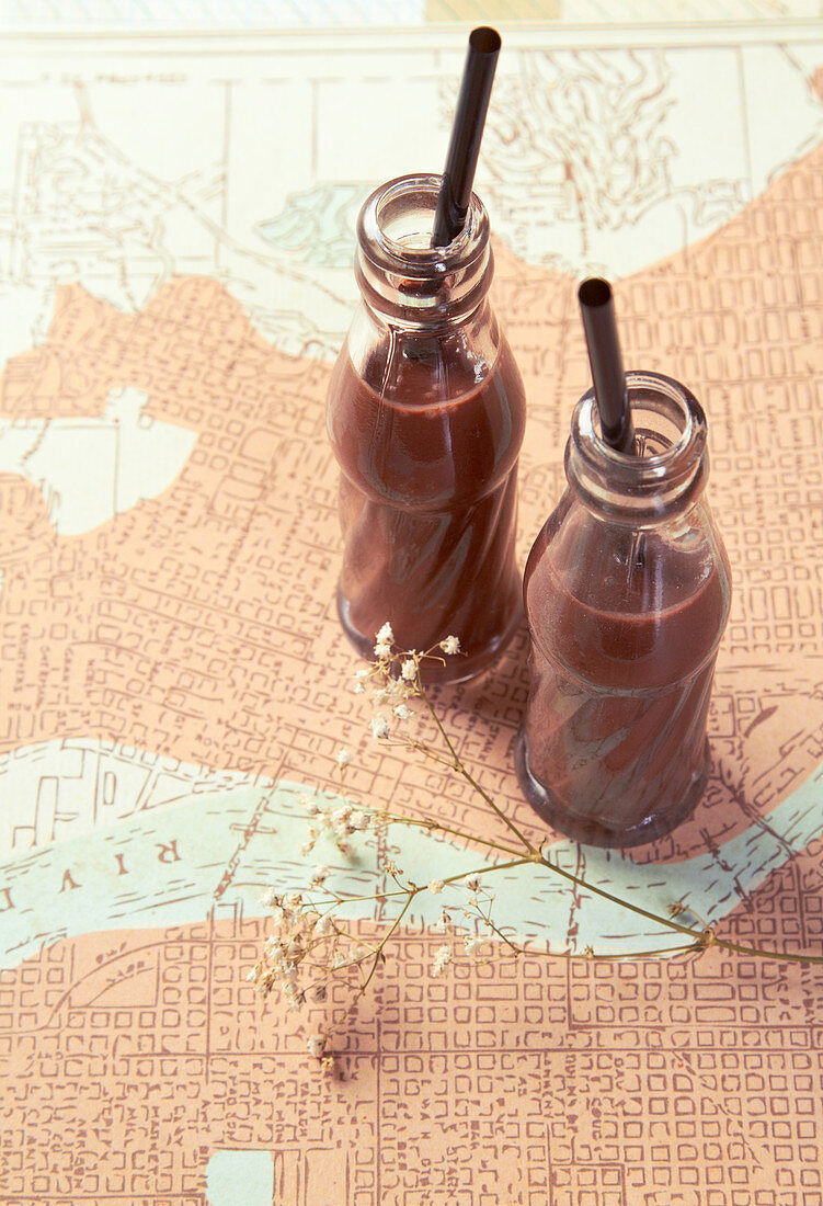 Chocolate drinks on a map