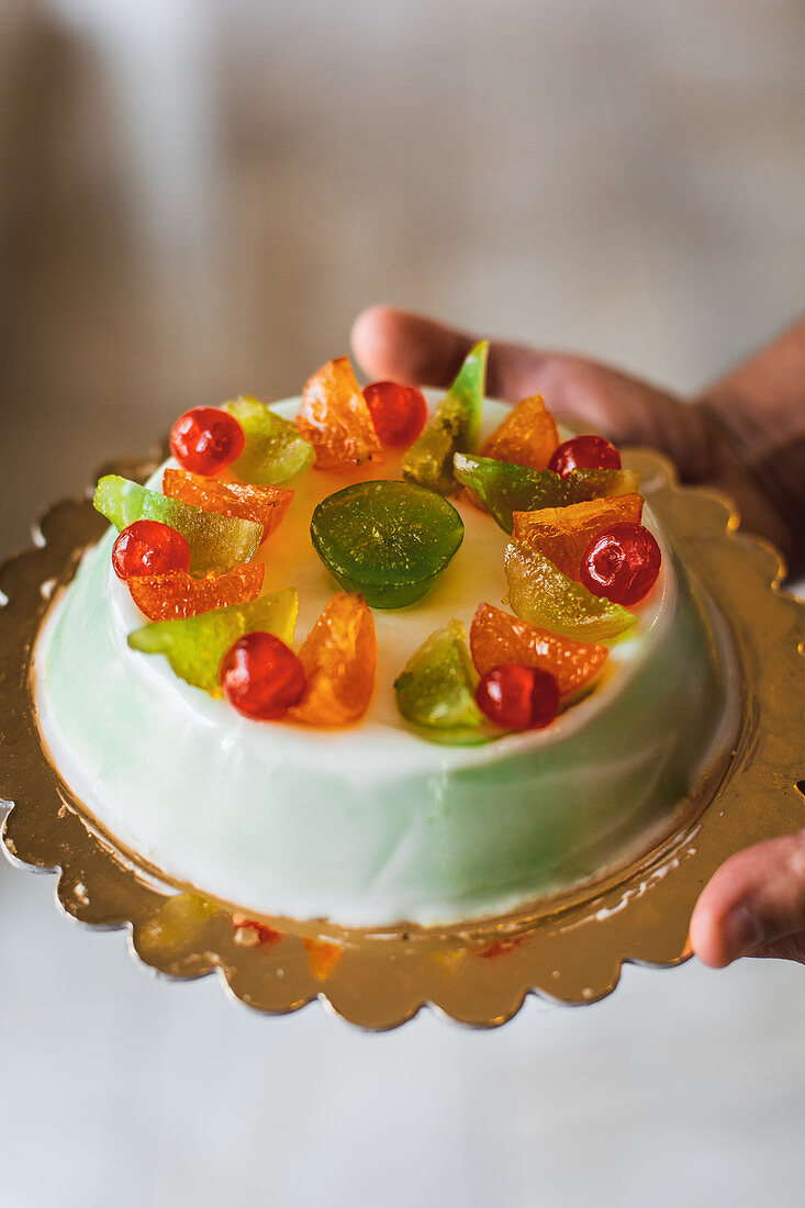 Cassata siciliana (Ricottacremetorte mit kandierten Früchten, Italien)