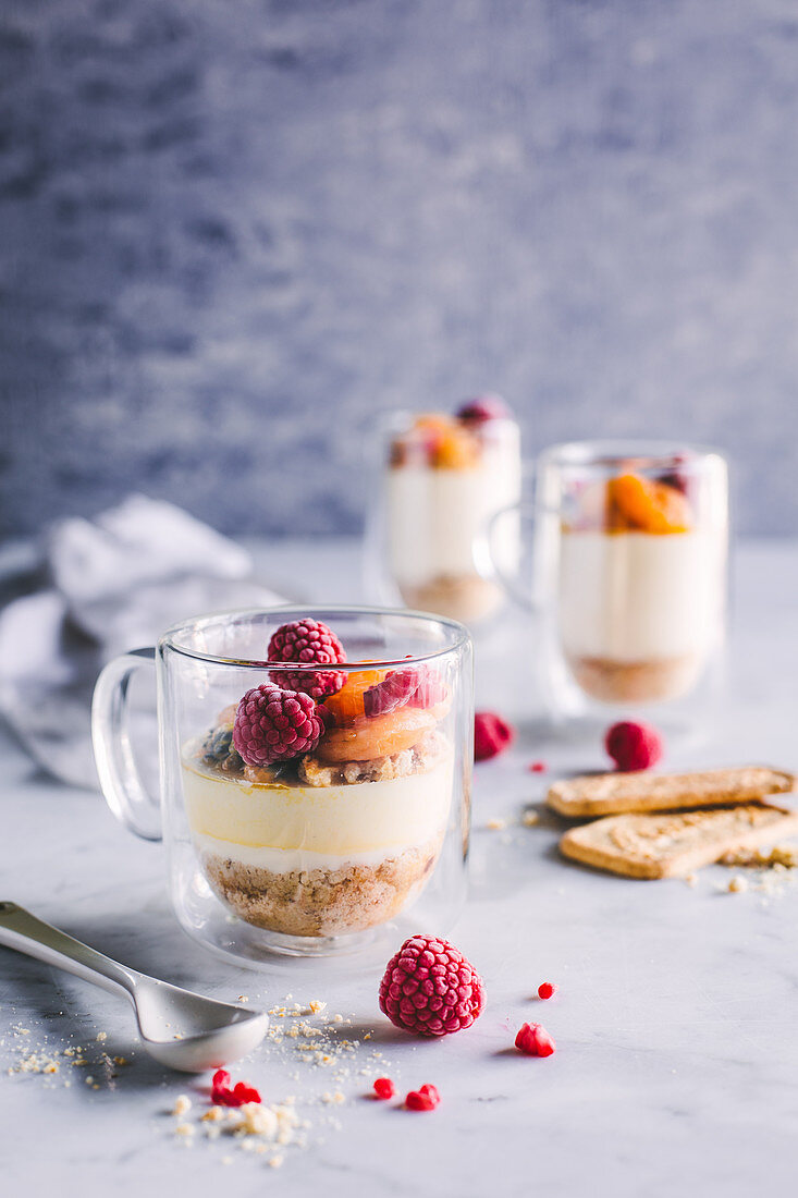 Cheesecake and fruit in a cup