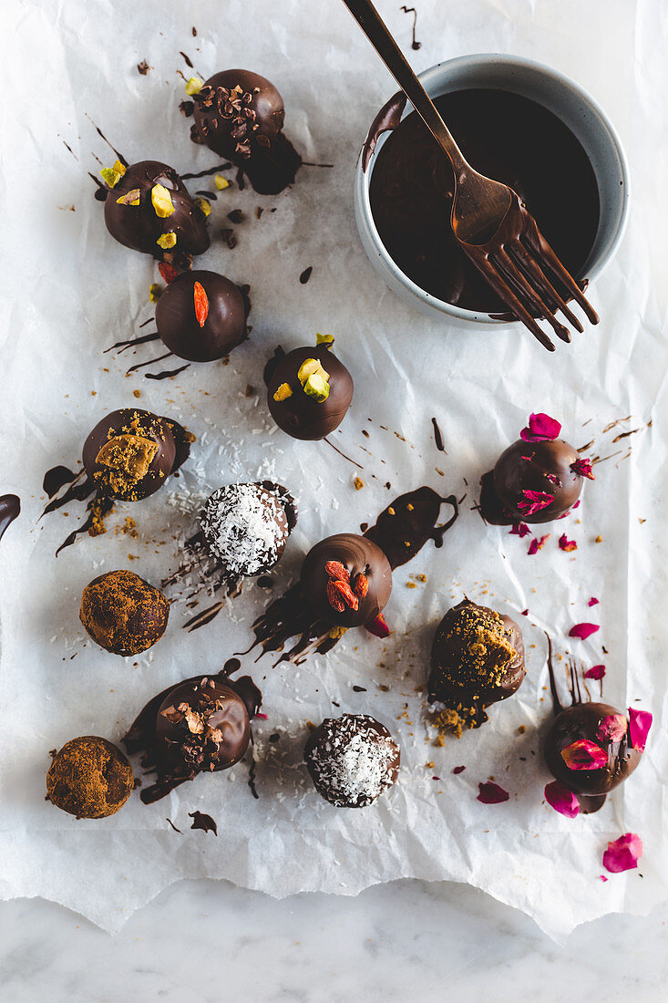 Various chocolate truffles