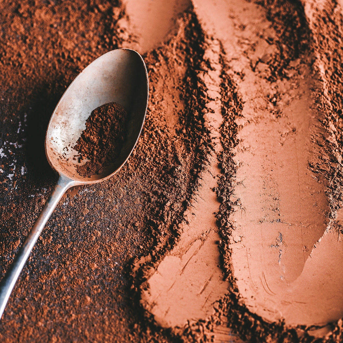 Cocoa powder with a spoon