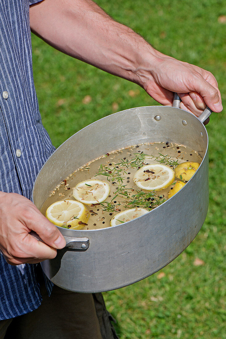 Zitronenbrühe mit Fenchel (Marinade für Fisch)