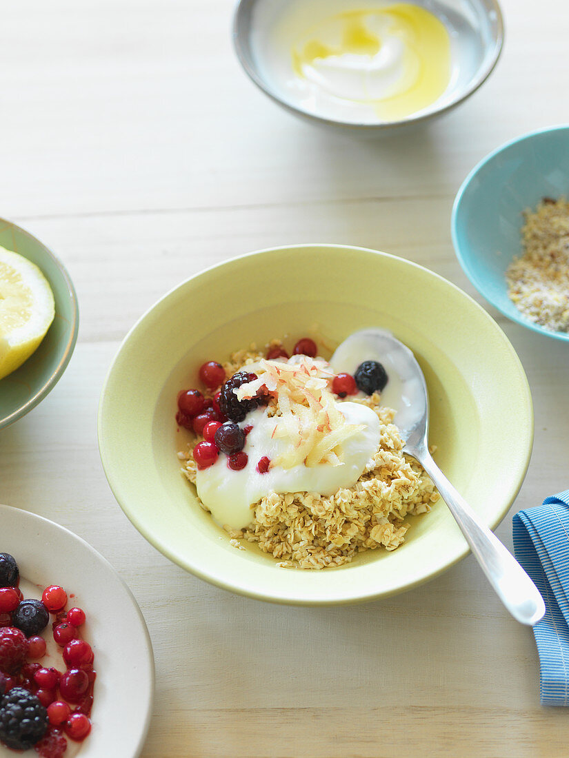 Bircher Müsli mit Joghurt und frischen Beeren