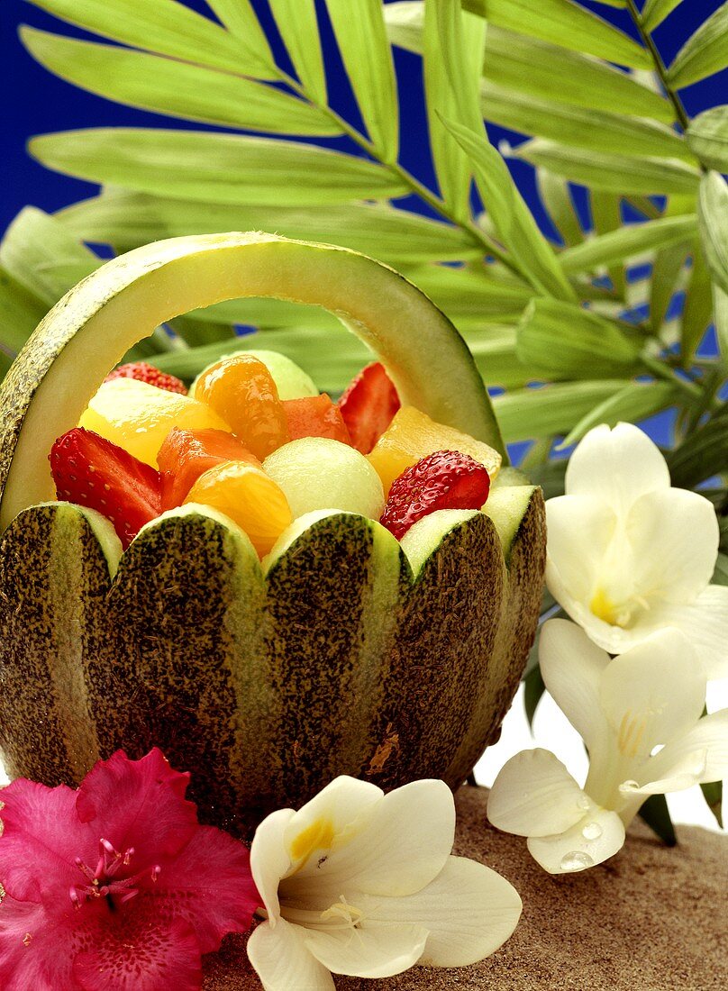 Fruit Salad in a Watermelon Basket