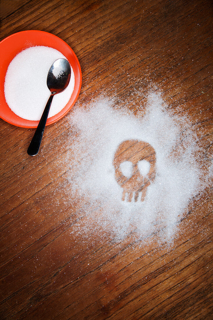 Skull drawn in sugar