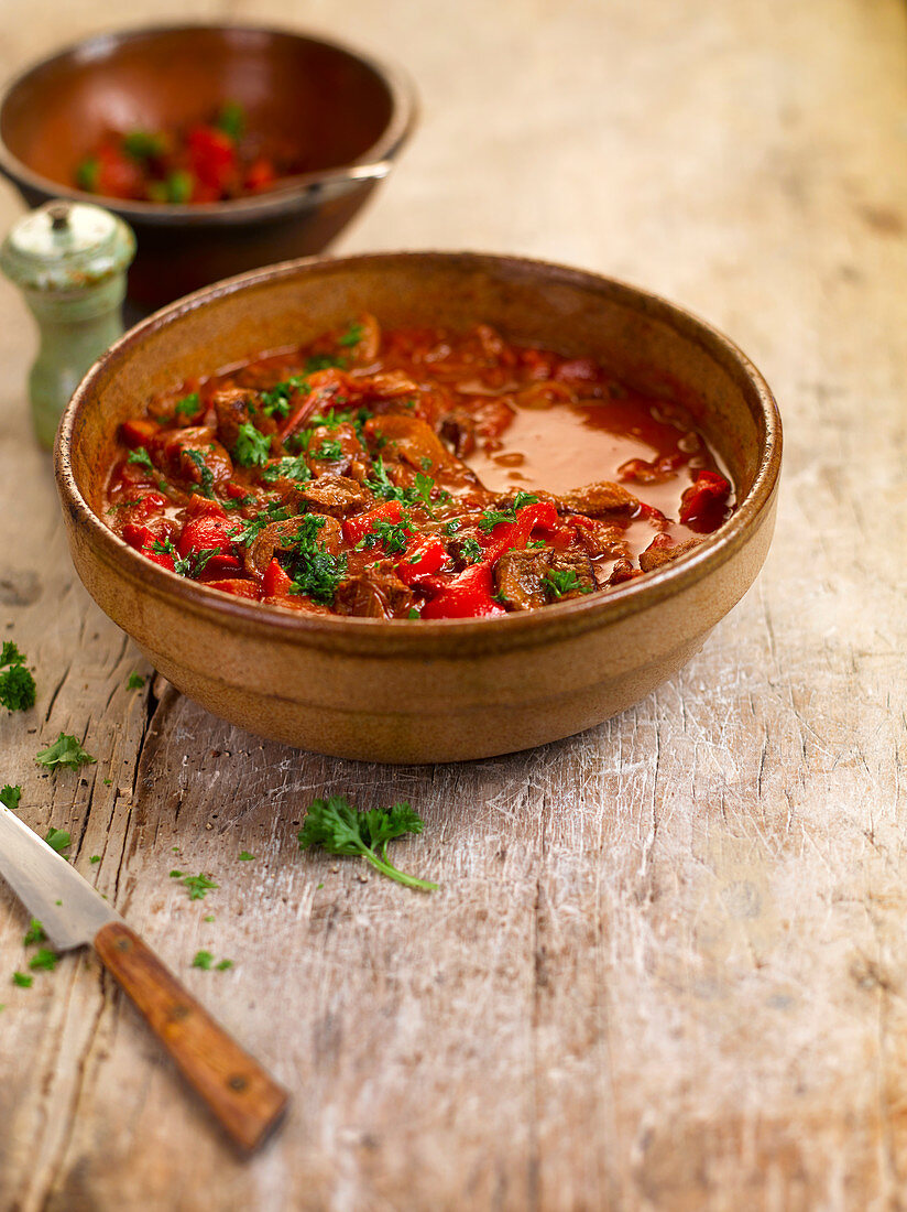 Hungarian goulash with peppers