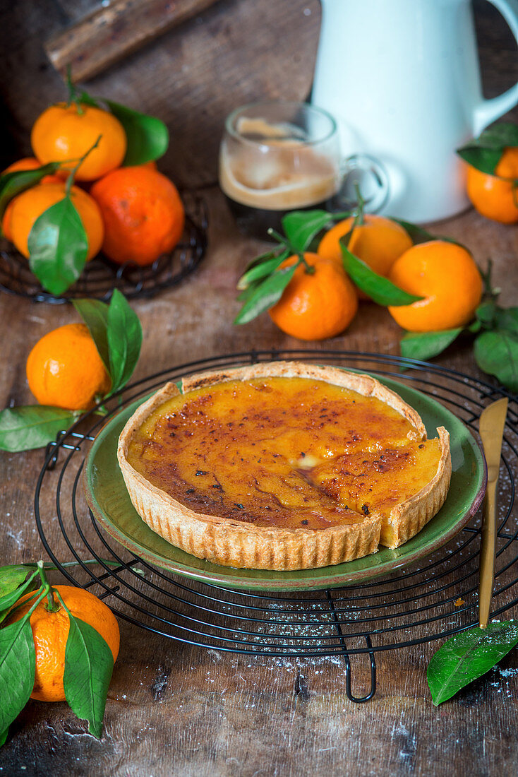 Tangerine brulee tart