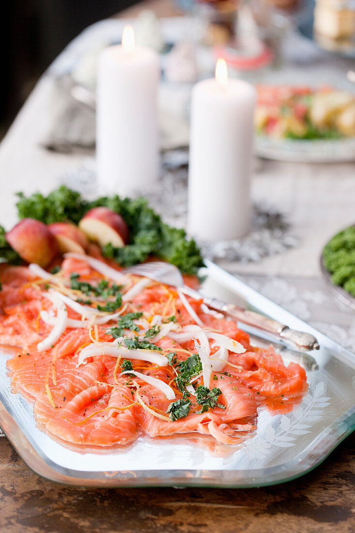 Smoked salmon with fennel and kale pesto for Christmas