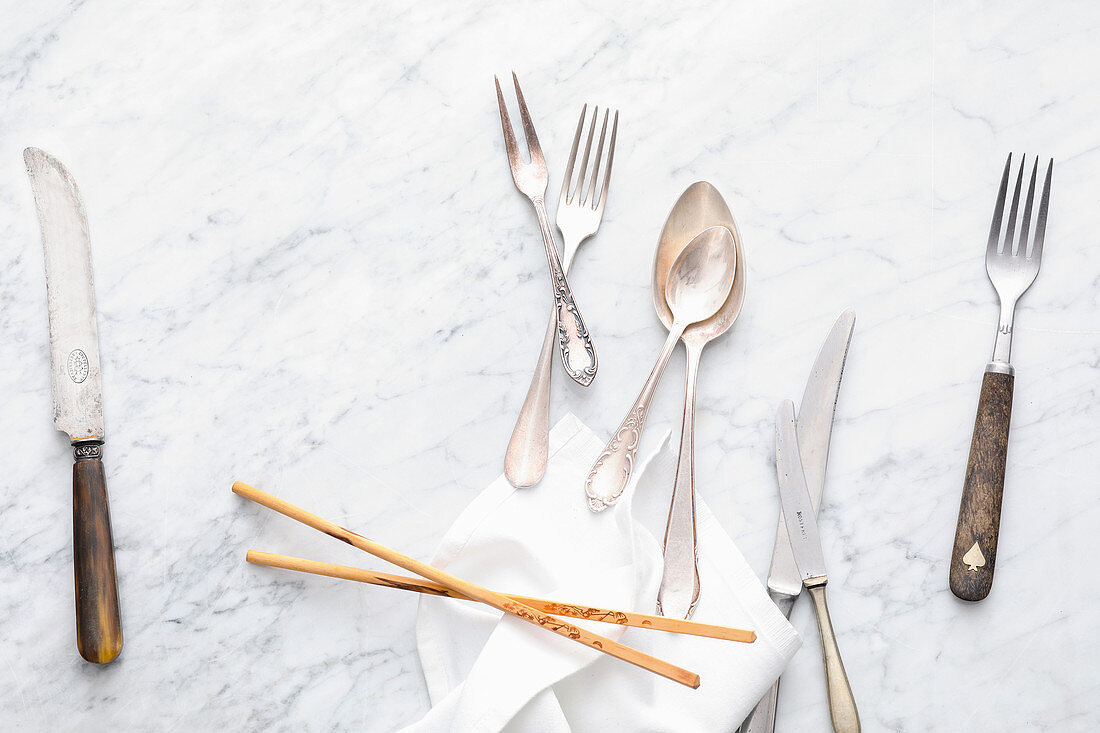 Cutlery, chopstick and napkins