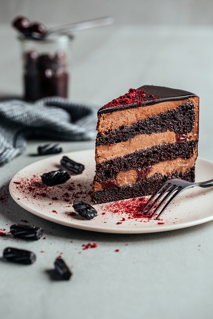 Black forest liquorice mousse cake