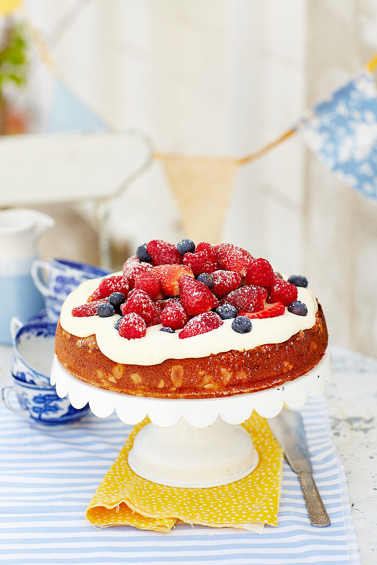 Cake with fruits on top