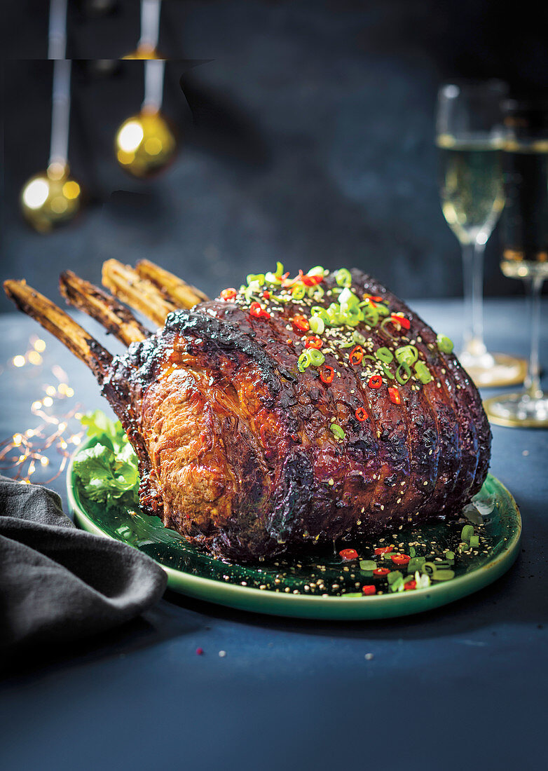 Asian marinated prime rib with herb butter