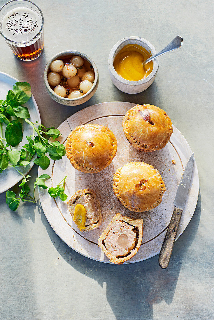 Pickled onion pork pie