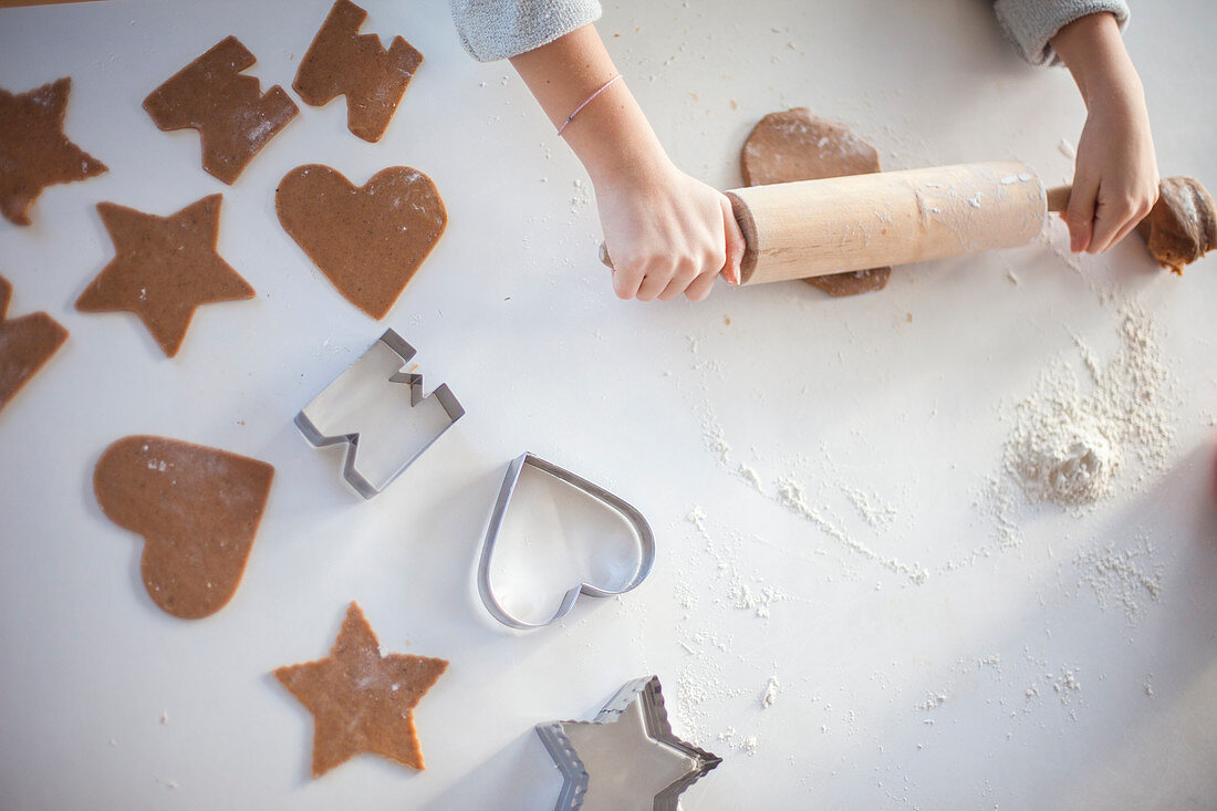 Close-up of girl making cookies