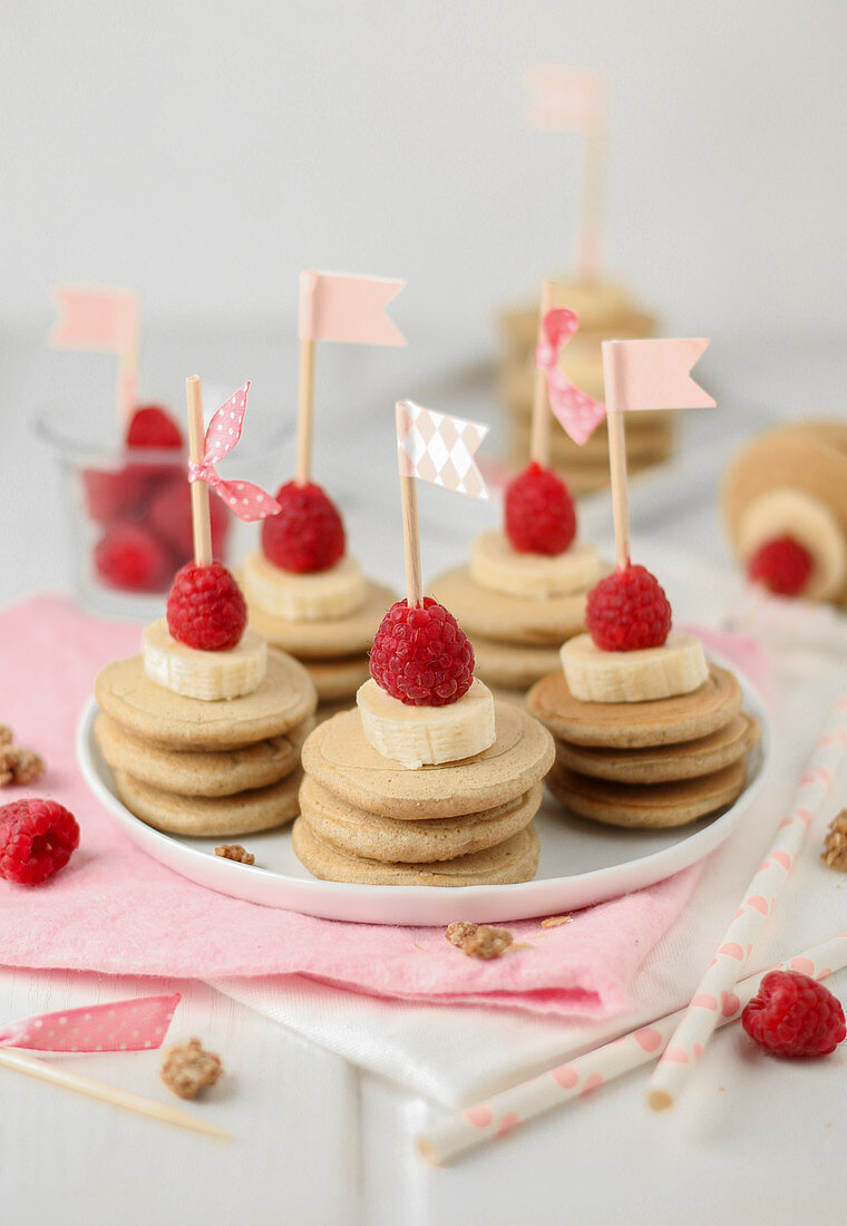 Mini pancake stacks for a child's birthday party