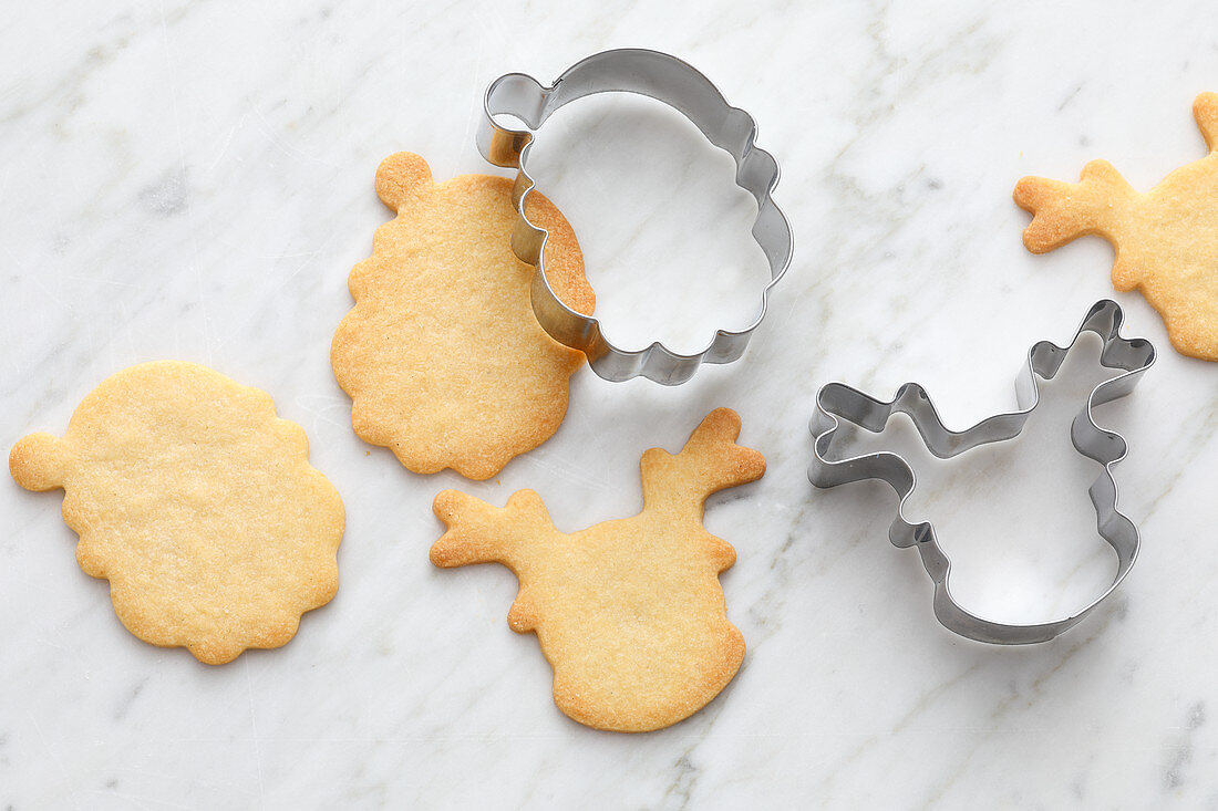 Shortbread biscuits with cutters