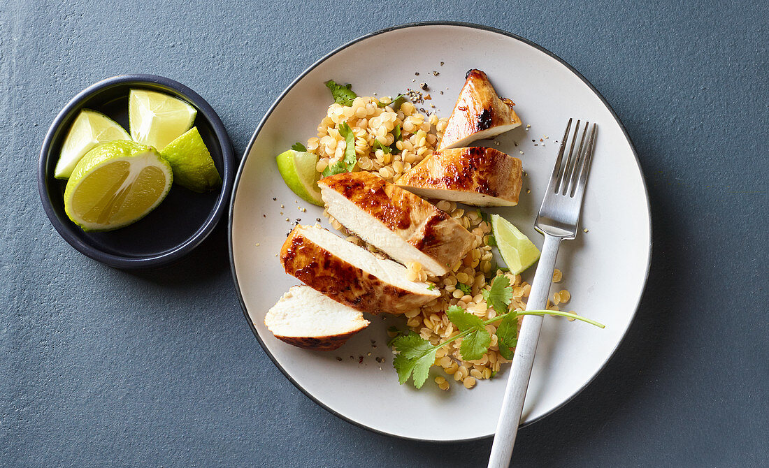 Ginger and lime chicken with lentils