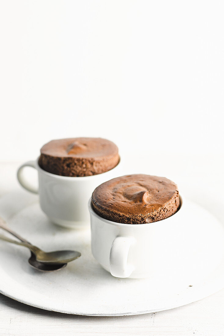 Chocolate souffle in cups