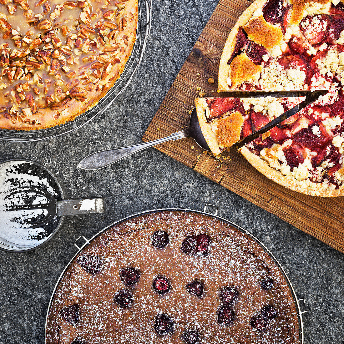 Variety of baked cakes