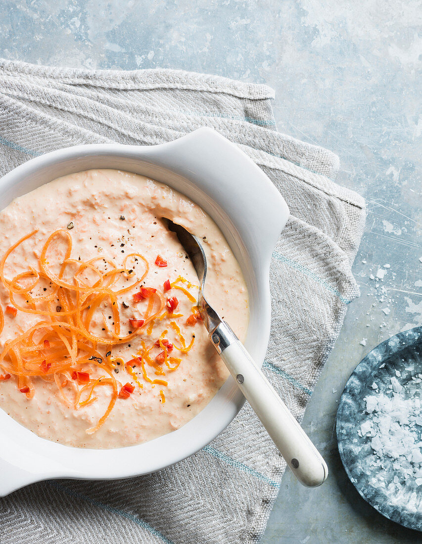 Bowl of soup with spoon