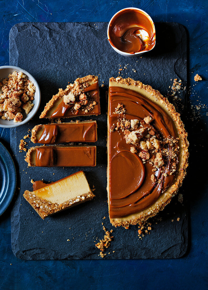 Salted caramel and pretzel cheesecake