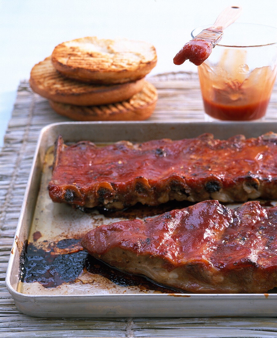 Ribs, Close Up, with Barbecue Sauce