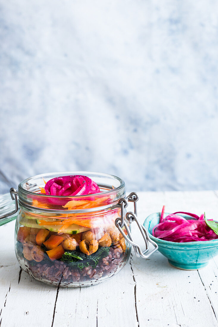 Vegan salad in a jar