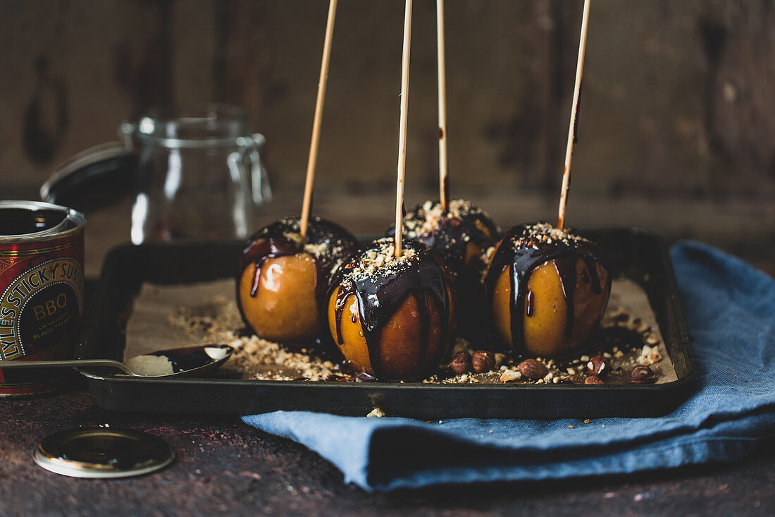 Halloween toffee apples with nuts