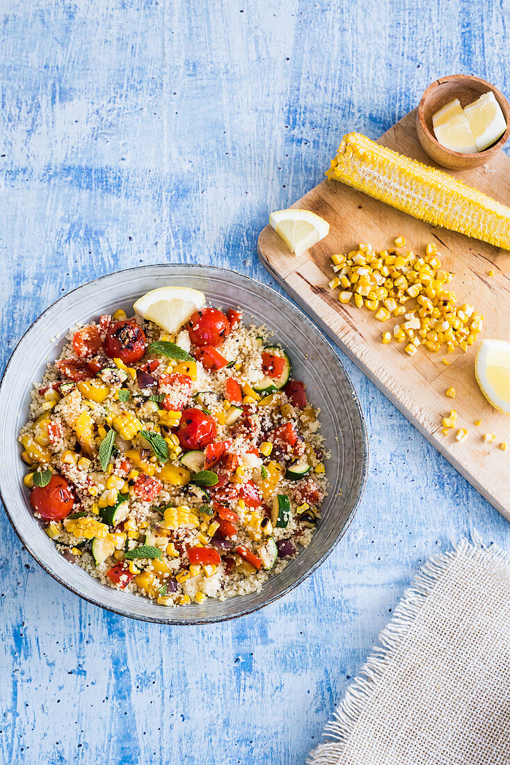 Couscous with grilled corn