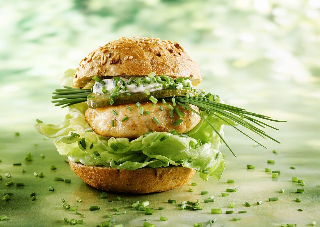 Chicken Breast Sandwich with Lettuce and Chives