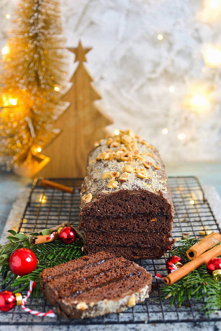 Gingerbread layered with plum jam