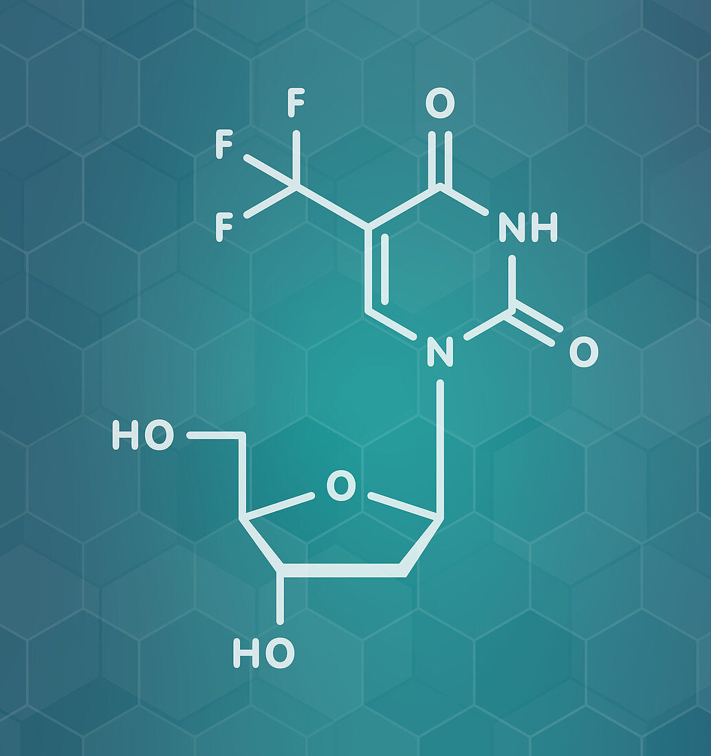 Trifluridine antiviral drug molecule, illustration