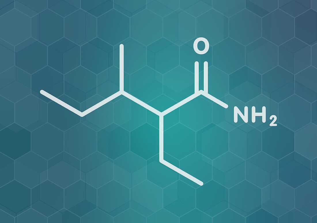 Valnoctamide sedative drug molecule, illustration