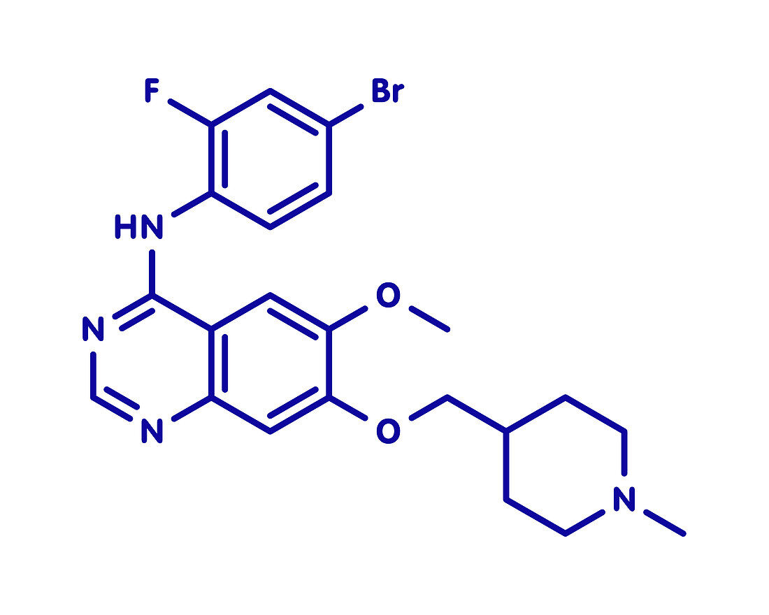 Vandetanib cancer drug molecule, illustration