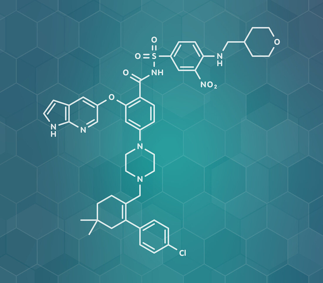 Venetoclax cancer drug molecule, illustration